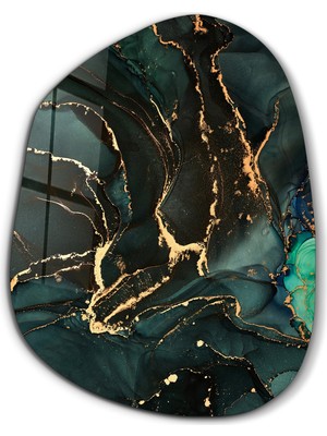 Dark Green Amorphous Collection Glass Wall Art