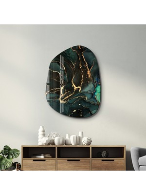 Dark Green Amorphous Collection Glass Wall Art