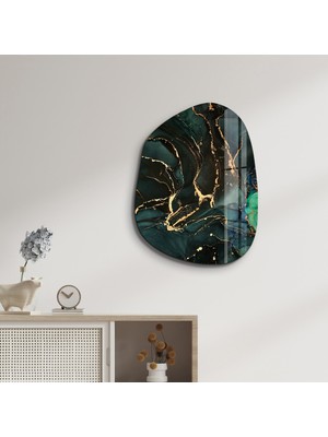 Dark Green Amorphous Collection Glass Wall Art