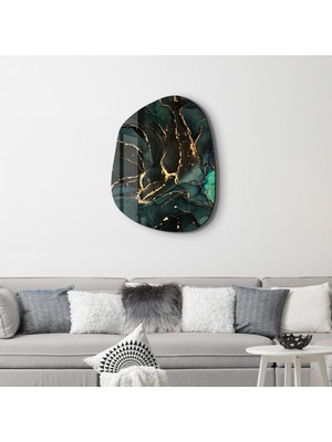 Dark Green Amorphous Collection Glass Wall Art