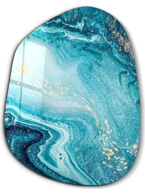 Deep Blue Amorphous Collection Glass Wall Art