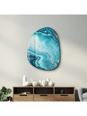 Deep Blue Amorphous Collection Glass Wall Art