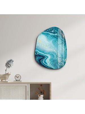 Deep Blue Amorphous Collection Glass Wall Art