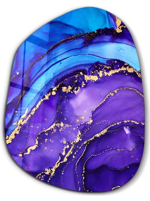 Purple And Blue Marble Amorphous Collection Glass Wall Art