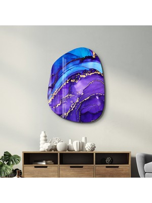 Purple And Blue Marble Amorphous Collection Glass Wall Art