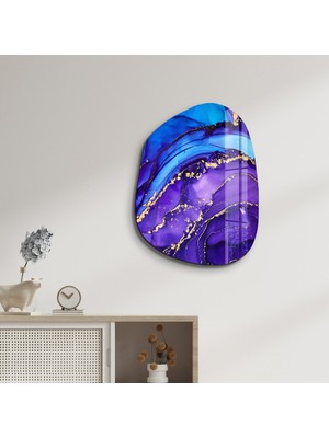 Purple And Blue Marble Amorphous Collection Glass Wall Art