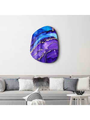 Purple And Blue Marble Amorphous Collection Glass Wall Art