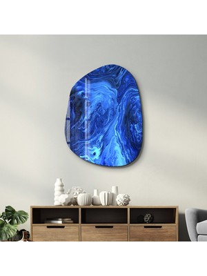 Blue Ink Amorphous Collection Glass Wall Art