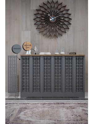 Bagax Truva Model, Antrasit Üstü Atlantik Çam Renk, 116  cm  Petek Kaplama, Dresuar