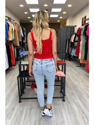 Aychayla Açık Mavi Skinny Yırtıklı Jean