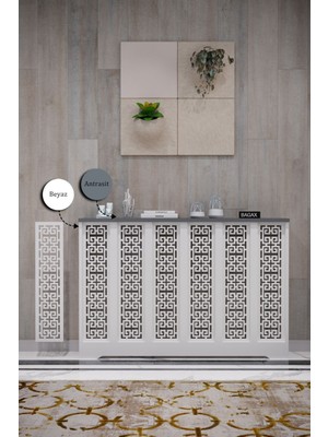 Bagax Karatay Model, Beyaz Üstü Antrasit Renk, 116  cm  Petek Kaplama, Dresuar