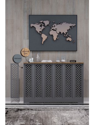 Bagax Perge Model, Antrasit Üstü Atlantik Çam Renk, 116  cm  Petek Kaplama, Dresuar