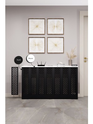 Bagax Perge Model, Siyah Üstü Beyaz Renk, 136  cm  Petek Kaplama, Dresuar