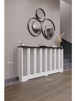 Bagax Bodrum Model, Beyaz Üstü Siyah Renk, 156  cm  Petek Kaplama, Dresuar