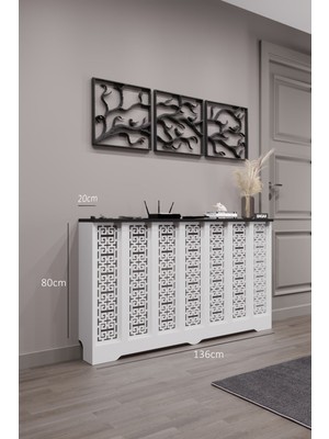 Bagax Karatay Model, Beyaz Üstü Siyah Renk, 136  cm  Petek Kaplama, Dresuar