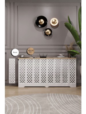 Bagax Sümela Model, Beyaz Üstü Çam Renk, 156  cm  Petek Kaplama, Dresuar