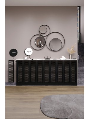 Bagax Bodrum Model, Siyah Üstü Beyaz Renk, 176  cm  Petek Kaplama, Dresuar