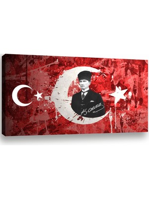 Reklam Ofisi Mustafa Kemal Atatürk, Kaftanlı, Imza Temalı Premium Kanvas Tablo