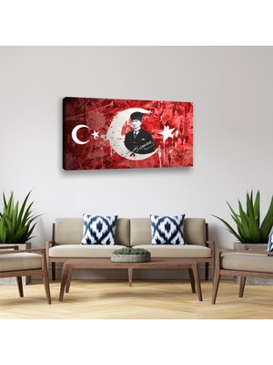 Reklam Ofisi Mustafa Kemal Atatürk, Kaftanlı, Imza Temalı Premium Kanvas Tablo