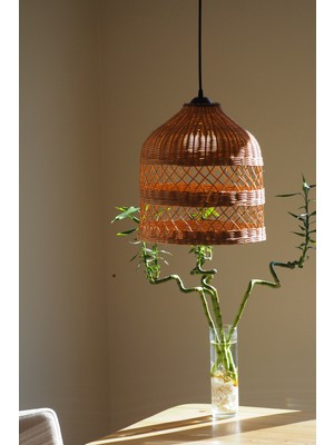 Rattam Doğal Rattan Avize: Landı 37 x 40 cm  Bambu Aydınlatma