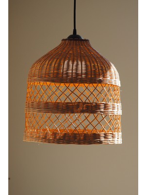 Rattam Doğal Rattan Avize: Landı 37 x 40 cm  Bambu Aydınlatma