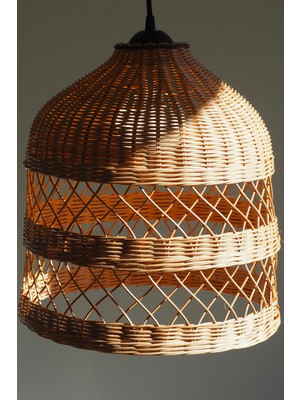 Rattam Doğal Rattan Avize: Landı 37 x 40 cm  Bambu Aydınlatma