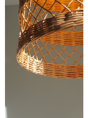 Rattam Doğal Rattan Avize: Landı 37 x 40 cm  Bambu Aydınlatma