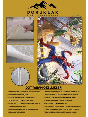 Doruklar Home Collection Kaymaz Taban Makinada Yıkanabilir Dijital Baskı Spiderman Desenli Çocuk Odası Halısı Dot Taban Halı