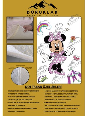 Doruklar Home Collection Kaymaz Taban Makinada Yıkanabilir Dijital Baskı Mickey Desenli Çocuk Odası Halısı Dot Taban Halı