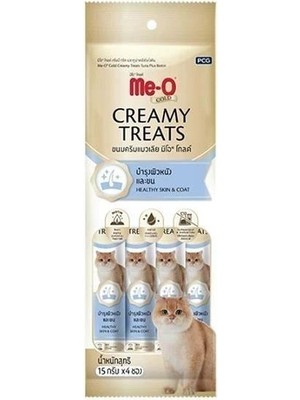 ‎Me-O Me-O Gold Creamy Kedi Ödülü Ton Balıklı ve Biotinli 15 Gr 4'lü Paket