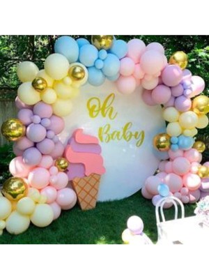 Balonevi Makaron Balon + Krom Balon + Balon Zinciri Aprt + Balon Pompası