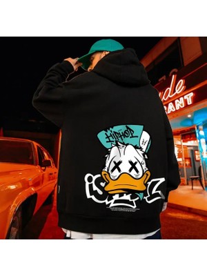 Amor Man Büyük Beden Özel Tasarım Kapüşonlu Hip Hop Sırt Baskılı Sokak Stili Battal Erkek Sweatshırt