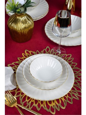 Heda Porselen Derya 18 Parça 6 Kişilik Altın Yaldızlı Porselen Yemek Takımı