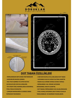 Doruklar Home Collection Kaymaz Taban Yıkanabilir Dijital Baskı Dekoratif Modern Desenli Apollo Serisi Dot Taban Halı AP02