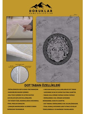 Doruklar Home Collection Kaymaz Taban Yıkanabilir Dijital Baskı Dekoratif Modern Desenli Apollo Serisi Dot Taban Halı AP08