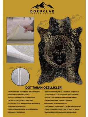 Doruklar Home Collection Kaymaz Taban Yıkanabilir Dijital Baskı Dekoratif Modern Desenli Apollo Serisi Dot Taban Halı AP23