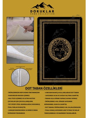 Doruklar Home Collection Kaymaz Taban Yıkanabilir Dijital Baskı Dekoratif Modern Desenli Apollo Serisi Dot Taban Halı AP05