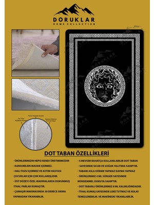 Doruklar Home Collection Kaymaz Taban Yıkanabilir Dijital Baskı Dekoratif Modern Desenli Apollo Serisi Dot Taban Halı AP09