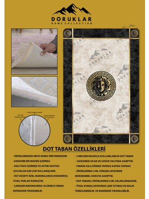 Doruklar Home Collection Kaymaz Taban Yıkanabilir Dijital Baskı Dekoratif Modern Desenli Apollo Serisi Dot Taban Halı AP17