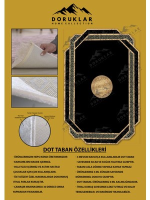 Doruklar Home Collection Kaymaz Taban Yıkanabilir Dijital Baskı Dekoratif Modern Desenli Apollo Serisi Dot Taban Halı AP21