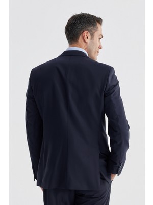 Jakamen Lacivert Mono Yaka Slim Fit Takım Elbise