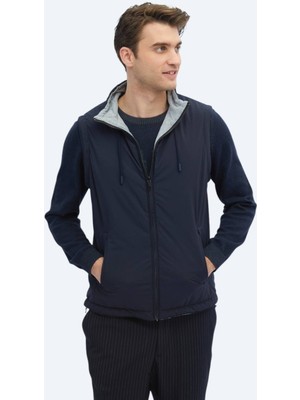 Kip Lacivert Regular Fit Dik Yaka Casual Dokuma Spor Yelek