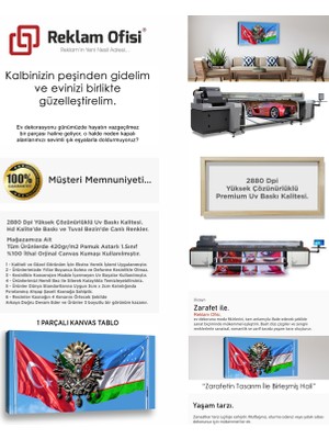 Reklam Ofisi Türkiye, Özbekistan, Osmanlı Tuğralı, Bayraklı Premium Kanvas Tablo