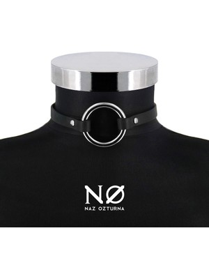 NØ Ring Choker (Siyah-Gümüş)