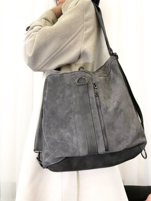 Lovbery Ithal Deri Sırt ve Kol Çantası Şık Günlük Büyük Boy Cepli