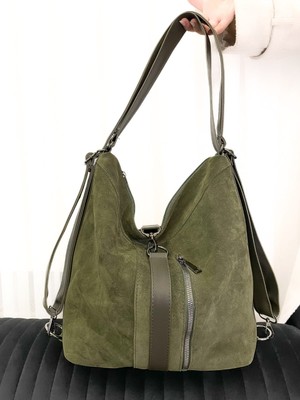 Lovbery Ithal Deri Sırt ve Kol Çantası Şık Günlük Büyük Boy Cepli