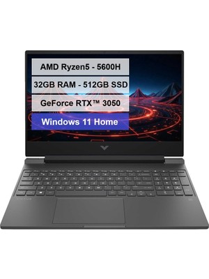 Hp Victus 15-FB0009NT Amd Ryzen 5 5600H 32GB 512GB SSD RTX3050 Windows 11 Home 15.6" Fhd 144Hz Taşınabilir Bilgisayar 78J63EA004