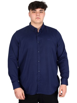Mode Xl Büyük Beden Erkek Uzun Kol Gömlek Klasik Oxford U20368 Lacivert