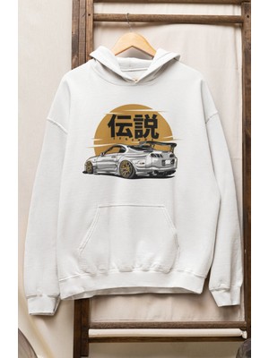 Fuddy Moda Unisex Legend Supra Car Baskılı Kapüşonlu Sweatshirt, Oversize Araba Temalı Hoodie