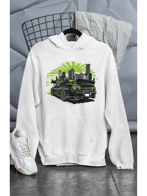 Unisex Gt-R 32 Baskılı Kapüşonlu Sweatshirt, Oversize Yarış Araba Temalı Hoodie